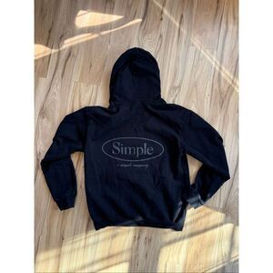 Simple Mens Black Heavyweight Fleece Lined Pullover Hoodie Sweatshirt XL